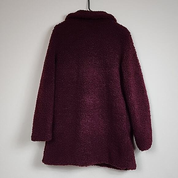 NWT Vintage Hot Kiss Fuzzy Burgundy Coat Jacket - Picture 9 of 11